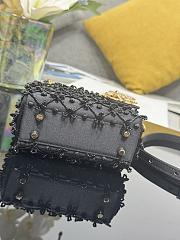 Fortok Dior Mini Lady Dior Bag Black Bead Embroidery 12 x 10.2 x 5cm - 2