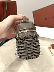 Fortok Loro Piana Extra Pocket L19 East-West Wicker Rattan Taupe 19 x 12 x 7 cm  - 2