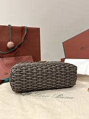Fortok Loro Piana Extra Pocket L19 East-West Wicker Rattan Taupe 19 x 12 x 7 cm  - 3