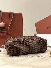Fortok Loro Piana Extra Pocket L19 East-West Wicker Rattan Brown 19 x 12 x 7 cm  - 5