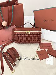 Fortok Loro Piana Extra Pocket L19 East-West Wicker Rattan Chestnut Brown 19 x 12 x 7 cm  - 1