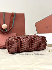 Fortok Loro Piana Extra Pocket L19 East-West Wicker Rattan Chestnut Brown 19 x 12 x 7 cm  - 6