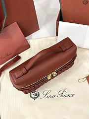 Fortok Loro Piana Extra Pocket L19 East-West Wicker Rattan Chestnut Brown 19 x 12 x 7 cm  - 5