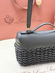 Fortok Loro Piana Extra Pocket L19 East-West Wicker Rattan Black 19 x 12 x 7 cm - 6