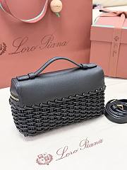 Fortok Loro Piana Extra Pocket L19 East-West Wicker Rattan Black 19 x 12 x 7 cm - 4