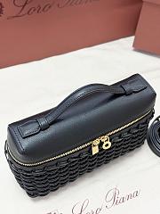 Fortok Loro Piana Extra Pocket L19 East-West Wicker Rattan Black 19 x 12 x 7 cm - 3