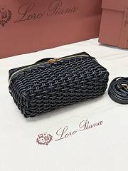 Fortok Loro Piana Extra Pocket L19 East-West Wicker Rattan Black 19 x 12 x 7 cm - 2