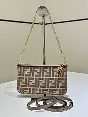 Fortok Fendi Baguette Pouch Brown FF Jacquard Fabric 20x3x12cm - 1
