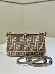 Fortok Fendi Baguette Pouch Brown FF Jacquard Fabric 20x3x12cm - 2