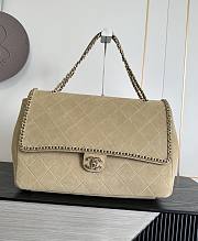 Fortok Chanel Maxi XXL Flap Bag Dark Beige Suede Salfskin 46×15×34cm  - 1