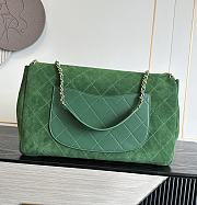 Fortok Chanel Maxi XXL Flap Bag Dark Green Suede Salfskin 46×15×34cm  - 5