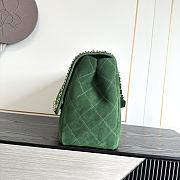 Fortok Chanel Maxi XXL Flap Bag Dark Green Suede Salfskin 46×15×34cm  - 3