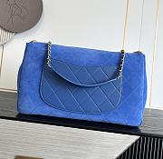 Fortok Chanel Maxi XXL Flap Bag Dark Blue Suede Salfskin 46×15×34cm  - 4