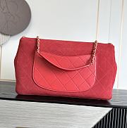 Fortok Chanel Maxi XXL Flap Bag Dark Red Suede Salfskin 46×15×34cm   - 5