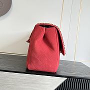 Fortok Chanel Maxi XXL Flap Bag Dark Red Suede Salfskin 46×15×34cm   - 2