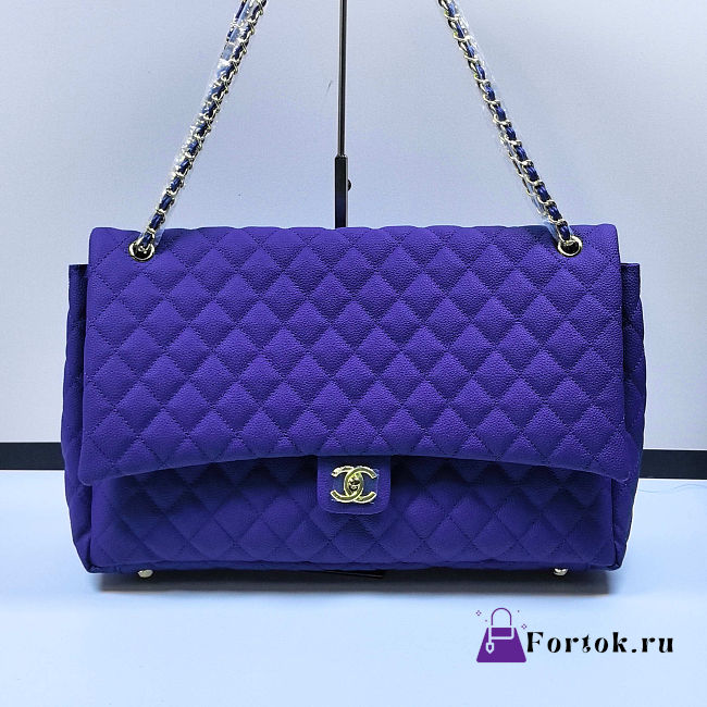 Fortok Chanel XXL Flap Airport Bag Purple 46x27x13cm - 1