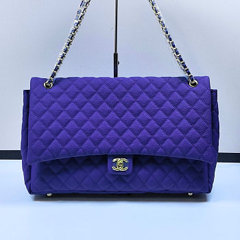 Fortok Chanel XXL Flap Airport Bag Purple 46x27x13cm