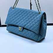 Fortok Chanel XXL Flap Airport Bag Blue 46x27x13cm - 4