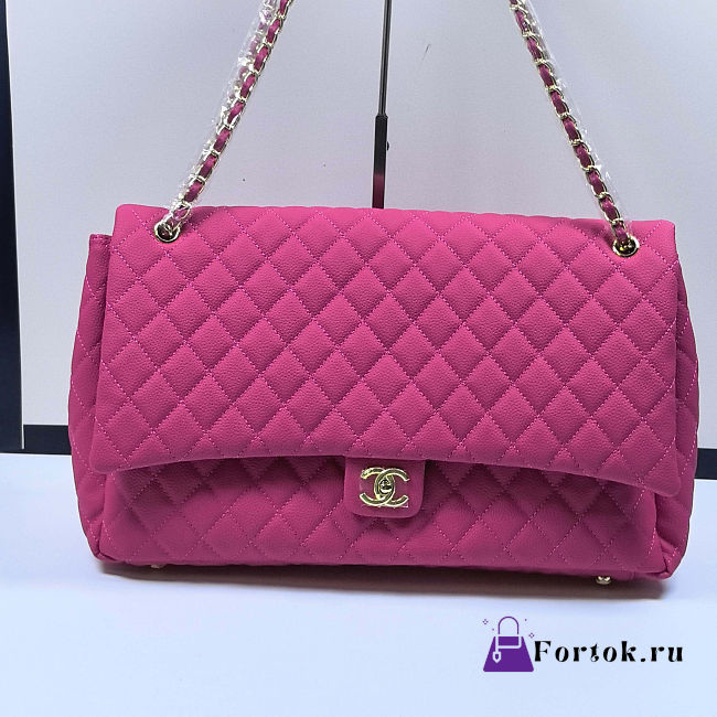 Fortok Chanel XXL Flap Airport Bag Hot Pink 46x27x13cm - 1