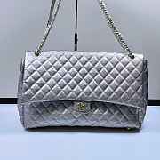 Fortok Chanel XXL Flap Airport Bag Metallic Silver 46x27x13cm - 1