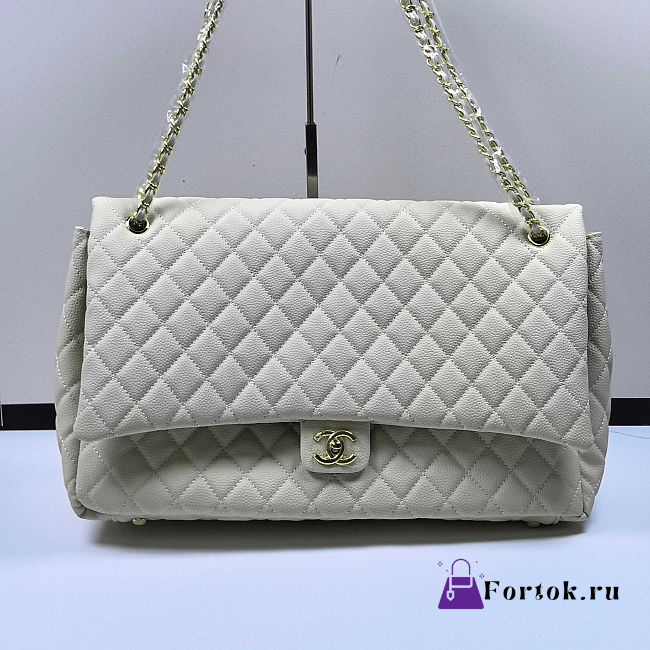 Fortok Chanel XXL Flap Airport Bag White 46x27x13cm - 1
