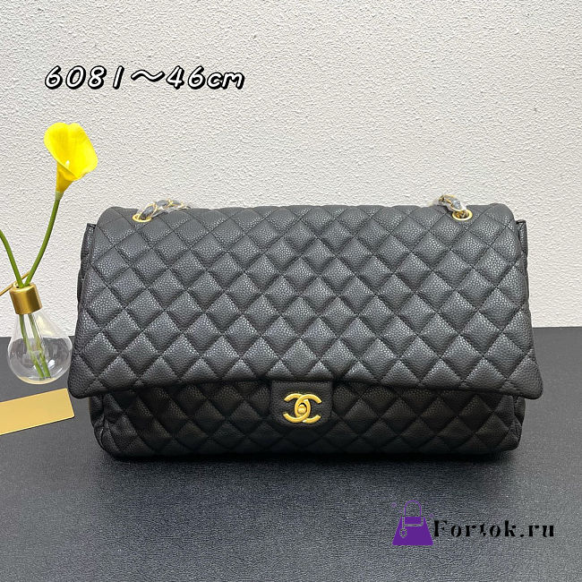 Fortok Chanel XXL Flap Airport Bag Black 46x27x13cm - 1