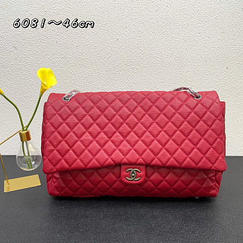 Fortok Chanel XXL Flap Airport Bag Red 46x27x13cm