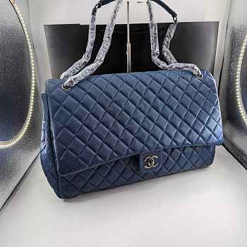 Fortok Chanel XXL Flap Airport Bag Navy Blue 46x27x13cm