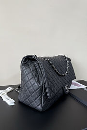 Fortok Chanel XXL Flap Airport Bag Black Silver Hardware 46x27x13cm - 3