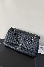 Fortok Chanel XXL Flap Airport Bag Black Silver Hardware 46x27x13cm - 6