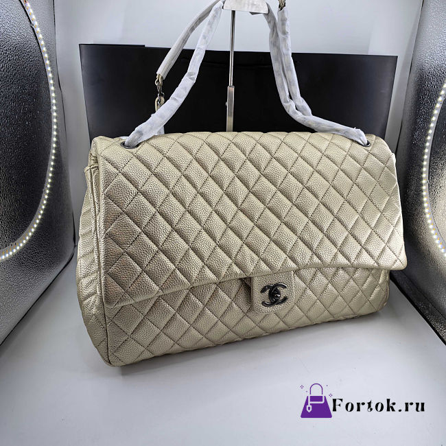 Fortok Chanel XXL Flap Airport Bag Metallic Gold 46x27x13cm - 1