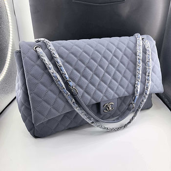 Fortok Chanel XXL Flap Airport Bag Gray 46x27x13cm 