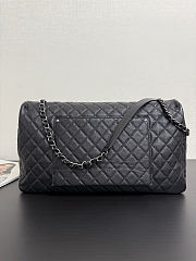 Fortok Chanel XXL Flap Airport Bag Black Silver Hardware 44*27cm - 6