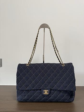 Fortok Chanel Maxi Flap Bag Quilted Denim 40*26*12cm