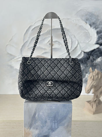 Fortok Chanel Denimpression Flap Bag Black 33×20×10cm