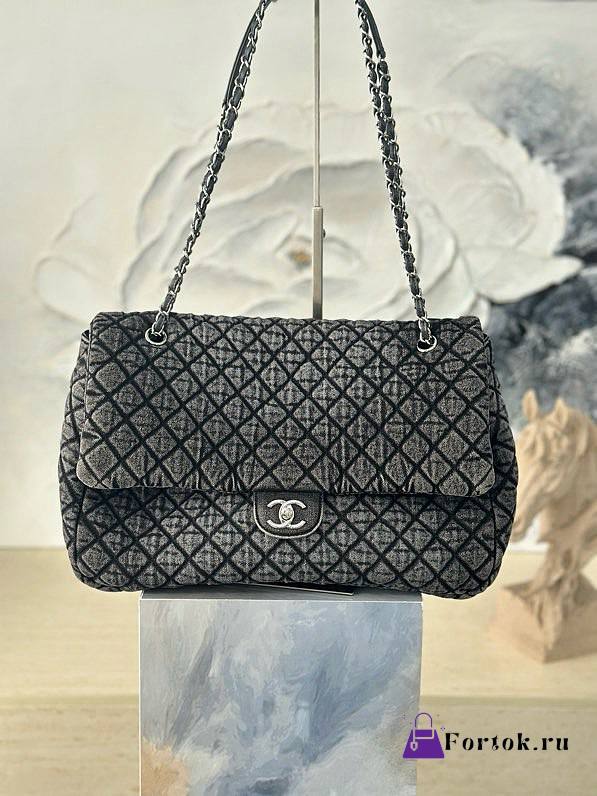 Fortok Chanel Denimpression XXL Flap Bag Black 39×26×11cm - 1