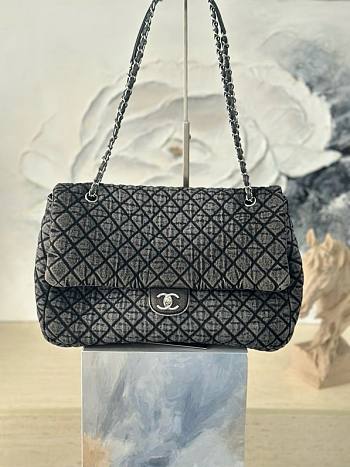 Fortok Chanel Denimpression XXL Flap Bag Black 39×26×11cm