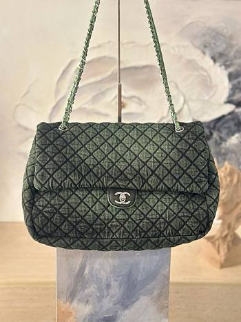 Fortok Chanel Denimpression XXL Flap Bag Green 39×26×11cm