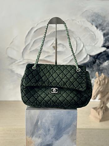 Fortok Chanel Denimpression Flap Bag Green 33×20×10cm