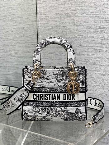 Fortok Dior Lady D-Lite Medium Bag Plan de Paris Embroider 24*11*20cm 