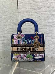 Fortok Dior Lady D-Lite Bag Vibrant Paris Souvenir Embroidery 24*11*20cm - 5