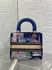 Fortok Dior Lady D-Lite Bag Vibrant Paris Souvenir Embroidery 24*11*20cm - 3