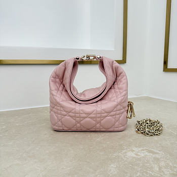 Fortok Dior Toujours Hobo Bag Small Cannage Lambskin Pink 17.5 * 19 * 7cm