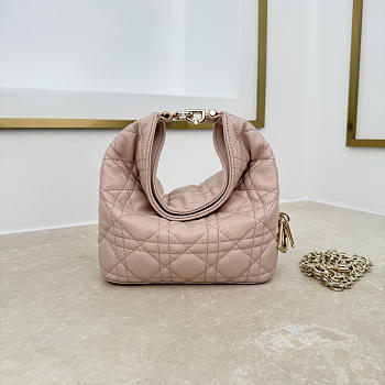 Fortok Dior Toujours Hobo Bag Small Cannage Lambskin Blush Pink 17.5 * 19 * 7cm