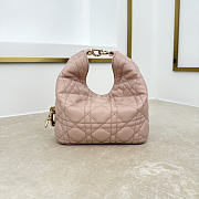 Fortok Dior Toujours Hobo Bag Small Cannage Lambskin Blush Pink 17.5 * 19 * 7cm - 2