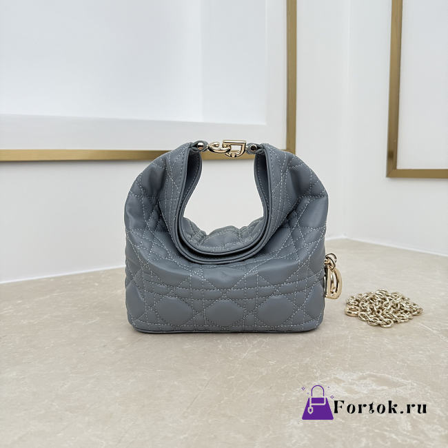 Fortok Dior Toujours Hobo Bag Small Cannage Lambskin Slate Gray 17.5 * 19 * 7cm - 1