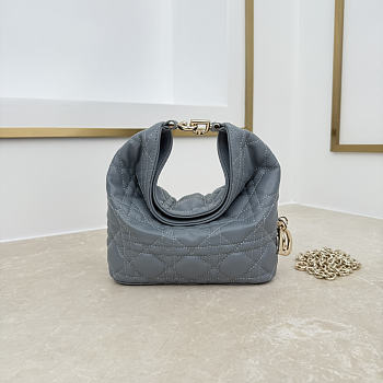 Fortok Dior Toujours Hobo Bag Small Cannage Lambskin Slate Gray 17.5 * 19 * 7cm