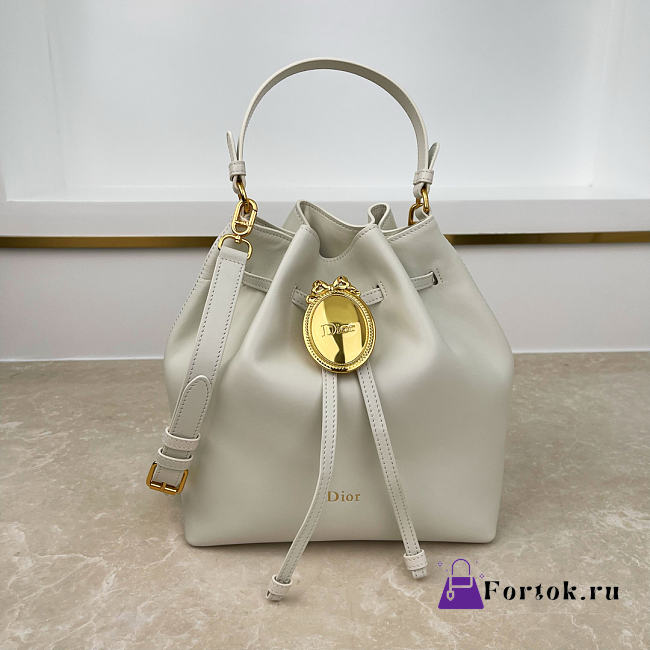Fortok Dior Bucket Bag White Cowhide 24 * 27 * 12.5cm - 1