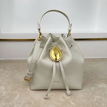Fortok Dior Bucket Bag White Cowhide 24 * 27 * 12.5cm