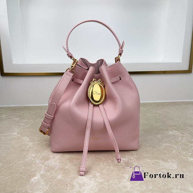 Fortok Dior Bucket Bag Pink Cowhide 24 * 27 * 12.5cm - 1